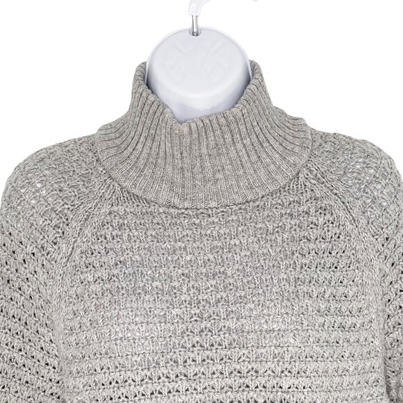 GAP Long Sweater Gray Hi-Low Hem Mock Neck Medium - Picture 3 of 8